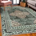 thumbnail image 3 of Damask Decorative Rug, Curlicue Design Traditional Flourishes in Retro Themed Flowers Artwork, Quality Carpet for Bedroom Dorm and Living Room, 6 Sizes, Dark Green and Peach, by Ambesonne, 3 of 4