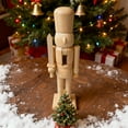 thumbnail image 4 of Selrti 1/2/3Pcs 25/38CM Christmas Wooden Unfinished Nutcracker Figurine DIY Blank Unpainted Soldier Figure Holiday Party Ornament Decoration, 4 of 7