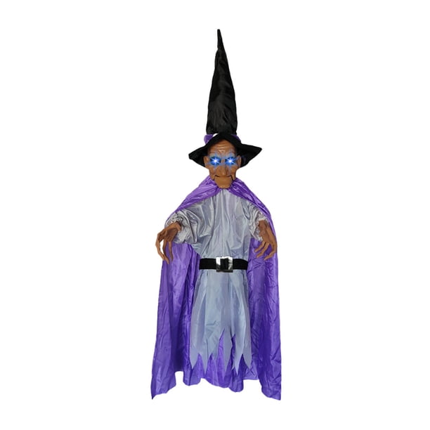 Colgante de Halloween,Bruja animada colgante con ojos parpadeantes,Bruja parlante animada colgante de Halloween,Decoración de Halloween: Bruja parlante simulada,Laberintos aterradores