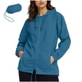 thumbnail image 1 of Tranfacy Vestes pour Femmes, Imperméable pour Femmes, Veste Imperméable pour Femmes et Veste à Fermeture Éclair, Veste à Manches Trois-Quarts à Capuche, Imperméable avec Poches, 1 of 3
