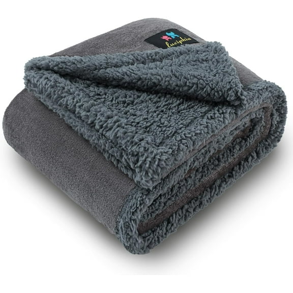 Luciphia Waterproof Blanket for Large Dogs Liquid Proof Furniture Protector Washable Pet Reversible Bed Cover for Couch Soft Sherpa Fleece Cat Blanket