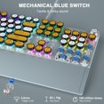 thumbnail image 5 of Restored AULA F2088 Typewriter Style Mechanical Keyboard,Rainbow LED Backlit,Clicky Blue Switches,Removable Wrist Rest,Media Control Knob,Retro Round Keycaps,USB Wired PC Computer Keyboards, 5 of 7