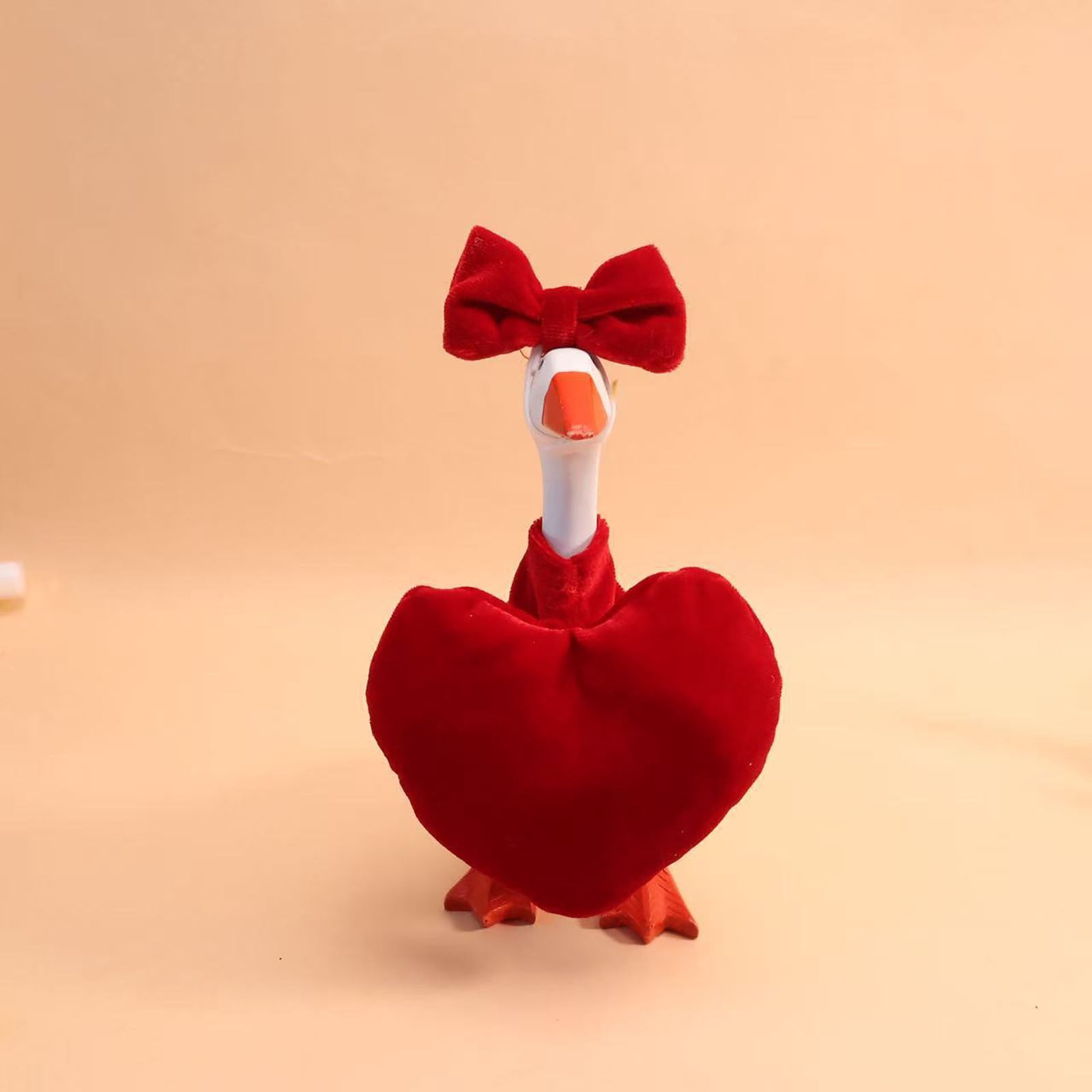 UNLLLL Porch Gooses Valentine Outfits, Valentine's Day Goose Outfit Velvet Heart Holiday Costume, Fit for 23 inch Goose Statue, for Home Table Art Decoratio (Red, Only Goose Clothing)