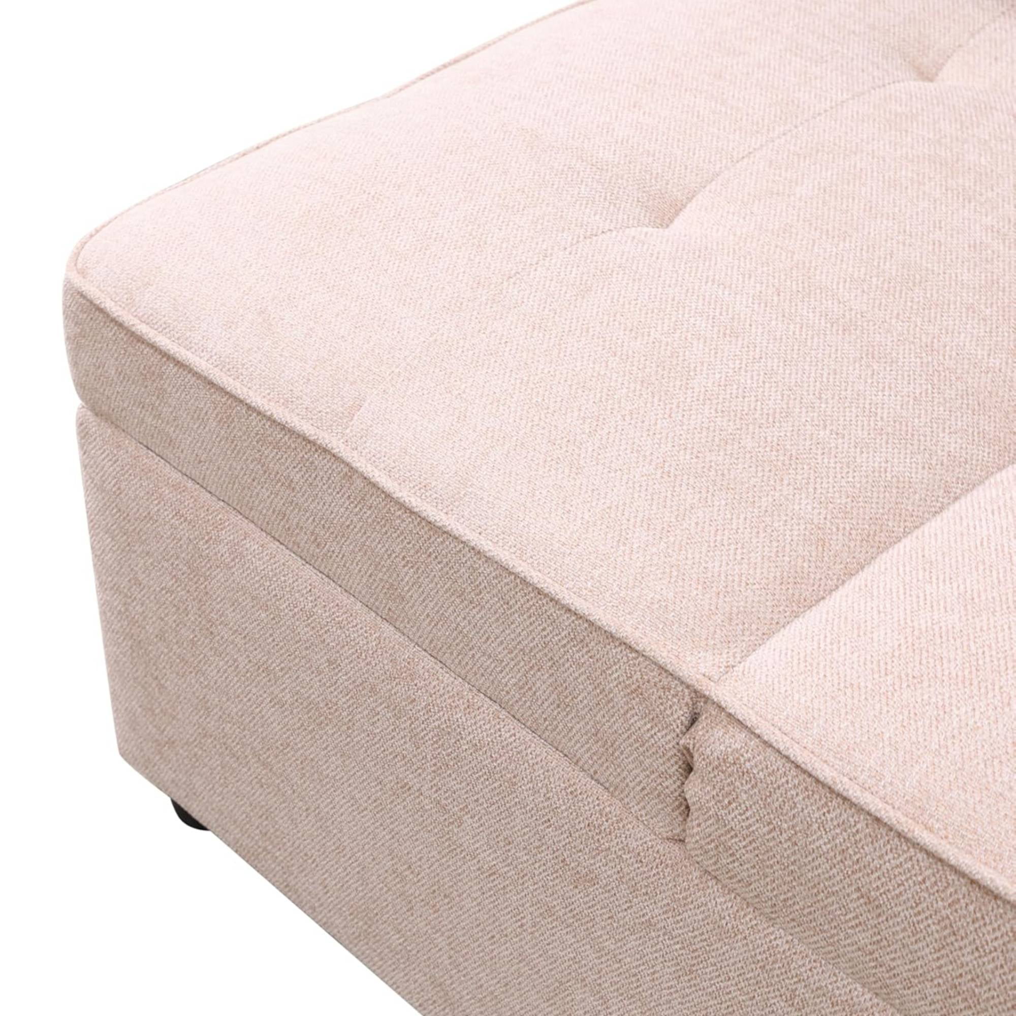 4-in-1 Convertible Futon Pull Out Sofa Bed, Modern Single Sleeper Couch Bed with 2 Pillows for Home Living Room Dorms, Pink