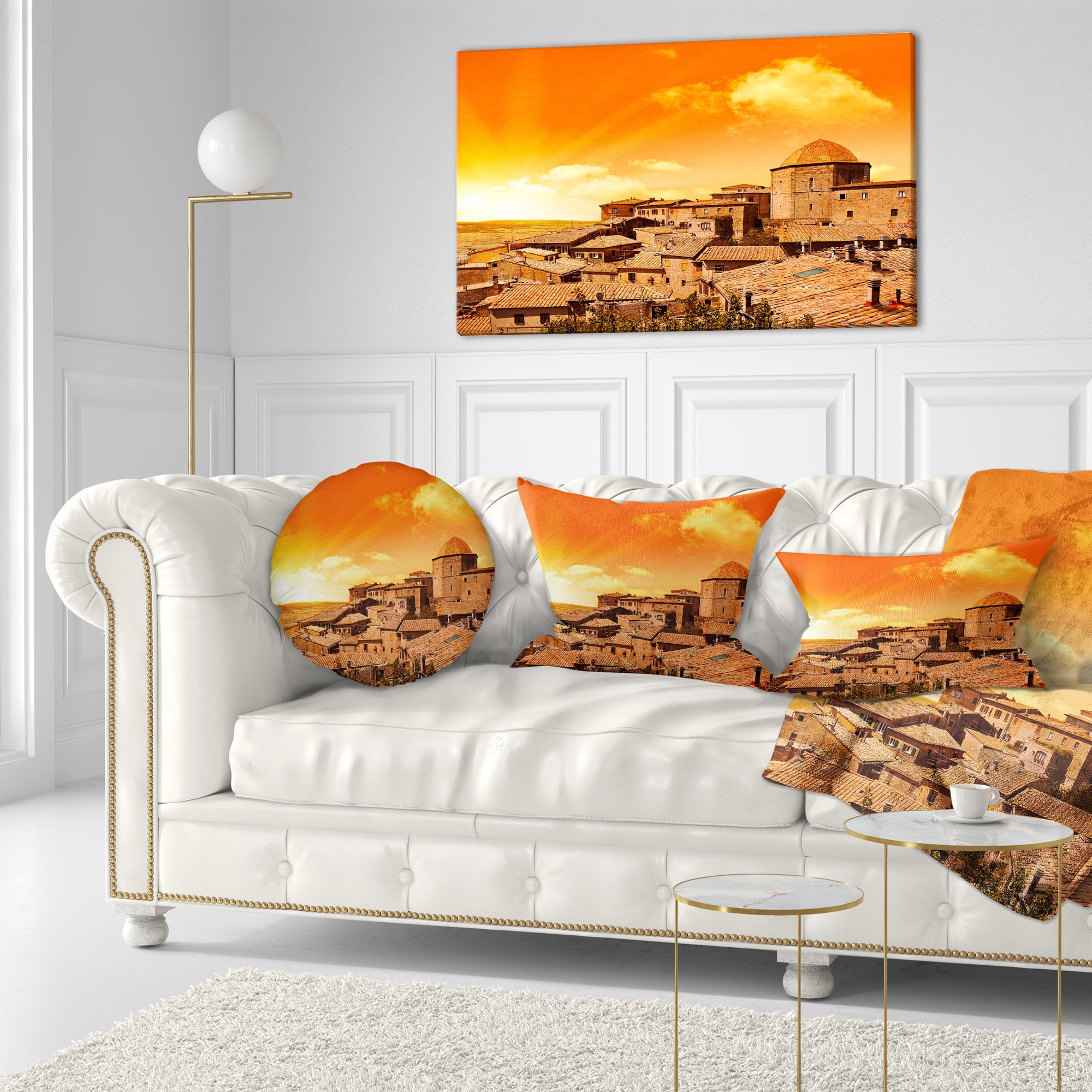 Designart Wonderful Italy Tuscany Hill at Dawn - Throw Pillow - 12x20