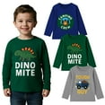 thumbnail image 5 of HILEELANG Toddler Boys（2Y-7Y) Shirt 3-Pack Camping Dinosaurs Graphic Long-Sleeve Tees Winter Cotton Casual Crewneck T-Shirts Sets 3T, 5 of 10