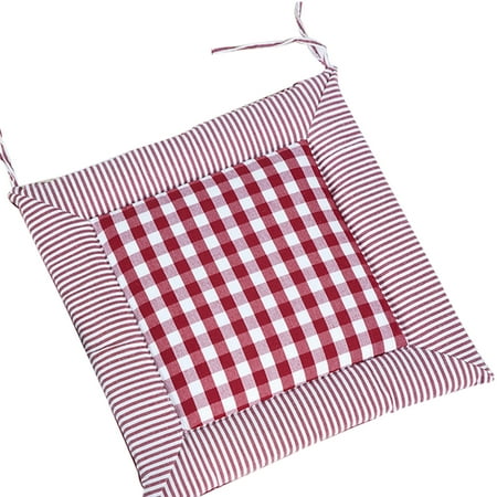 

BEELADAN Cotton Linen Chair Cushion Fashion Plaid Print Thick Square Shape Seat Padding