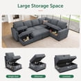 thumbnail image 3 of HONBAY 106.2" Modular Sectional Sofa Bed with Pull-Out Chaise and Storage Ottoman for Living Room, Bluish Grey, 3 of 7