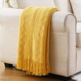 thumbnail image 4 of Yellow Throw Blanket, Mustard Yellow Knitted Throws,Summer Throw for Couch Sofa, 50" x 60", 4 of 8