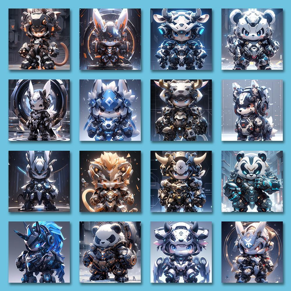 Cool Hundred Beasts Mecha Light Stickers - High-Quality Cute Mythical Creature Waterproof Decals for Kids' Toys