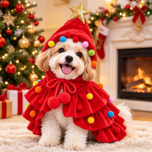 Dog Christmas Outfit, Christmas Tree Dog Costume, Easy Dressing Design, Lightweight Festive Design, Memorable Pet Gift