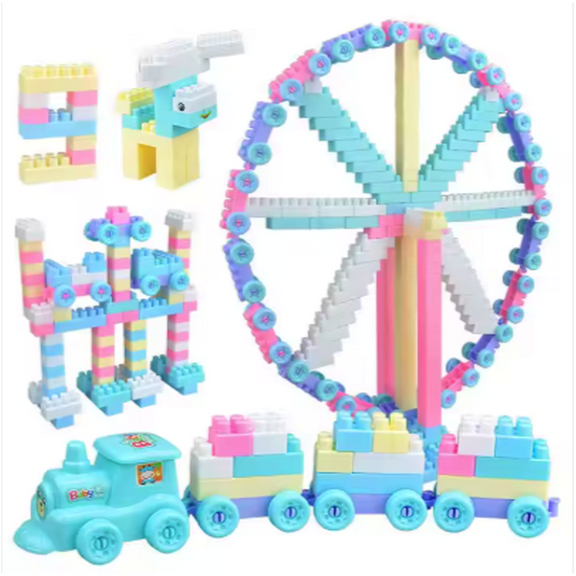 Interlocking Building Blocks Large-Particle Easy Grip Toddler 130 Pieces