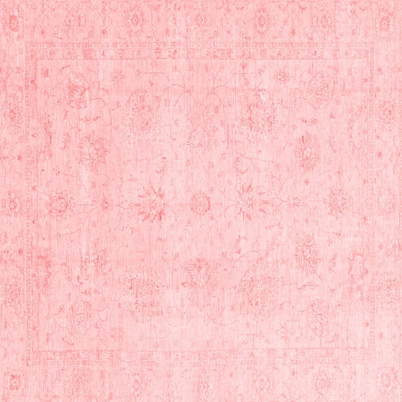 Ahgly Company Machine Washable Indoor Square Oriental Red Traditional Area Rugs, 8' Square