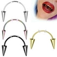 thumbnail image 1 of 4 Pcs Bague de Dents de Vampire Anneaux d'Ongles en Acier Inoxydable Sourire Perçage Bijoux de Dents, 1 of 8