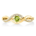 thumbnail image 2 of Gem Stone King 18K Yellow Gold Plated Silver Green Peridot Infinity Ring for Women (0.61 Cttw, Gemstone Birthstone, Available in Size 5, 6, 7, 8, 9), 2 of 3