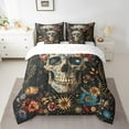 thumbnail image 2 of Manfei Floral Skull Bedding Sets Twin Size,Gothic Style Comforter Sets with Sheets,Happy Halloween Bed in a Bag Twin size,Ultra Soft Exotic Bedroom Decorative,Reversible,7-Piece, 2 of 6