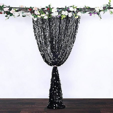 Image of 8 feet x 8 feet Black Big Payette Sequin Backdrop Curtain