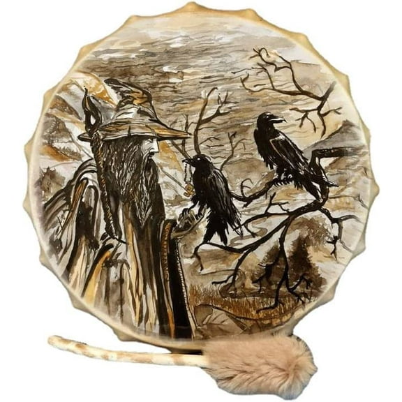 Pan Drums Old Man and Crow Decorative Percussion Drum