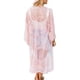 thumbnail image 3 of VISgogo Cárdigan de playa informal para mujer, color sólido, manga 3/4, bordado transparente, cubierta de flores VISgogo moda, 3 of 5