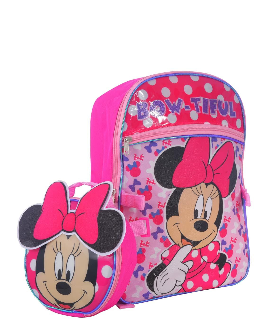 Disney Minnie Mouse 16" Backpack W/Bonus Matching Insulated Lunch Box Set NWT 
