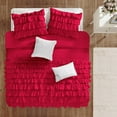 thumbnail image 3 of 500-Thread Count Egyptian Cotton 3-PCs Multi Ruffle Duvet Cover, With Zipper Closure & Corner Ties - Extra Large King Size ( 120" x 136" ) Inches, (Red), 3 of 5