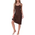 thumbnail image 4 of INSPIRE CHIC Women's Satin Nightgown Midi Spaghetti Adjustable Straps Silky Sexy Nighty Chemise Camisole Pajama Dress M Brown, 4 of 6