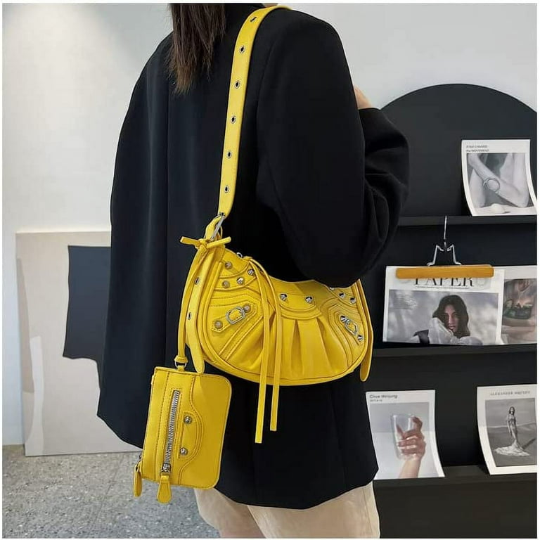 Danceemangoos Y2K Purse Crossbody Bags for Women Trendy Shoulder Bag for Women Fall Fashion (Yellow), Adult Unisex, Size: Small