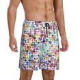 thumbnail image 2 of Naloa Colorful Watercolor Dots Men's Short Pajama Pants, Lounge Comfort Shorts with Elasticized Waistband and Side Pockets - XX-Large, 2 of 9