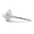 thumbnail image 3 of Sterling Silver Rhodium-plated FW Cultured Pearl & Diamond Ring, 3 of 6