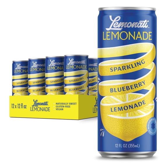 Lemonati Sparkling Blueberry Lemonade, Low Cal, Low Sugar, Crisp, 12 pack, 12 fl oz cans