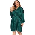 thumbnail image 3 of GFDYREE Women's Plus Size Satin Robes Plus Size Silky Kimonos Robes Sleepwear,Short, 3 of 4
