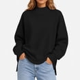 thumbnail image 4 of Perfectbot Women's Mock Neck Sweatshirt Long Sleeve Loose Fit Pullover Top with Side Split Casual Fall Wear, 4 of 9