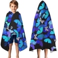 thumbnail image 3 of Butterfly Blue Purple Wing Pattern Hooded Bath Towel，50"x30" for Ages 3 To 12 Kids, Quick Dry Lightweight Soft Microfiber Hood Beach Towel Cover Up for Kids, 3 of 7
