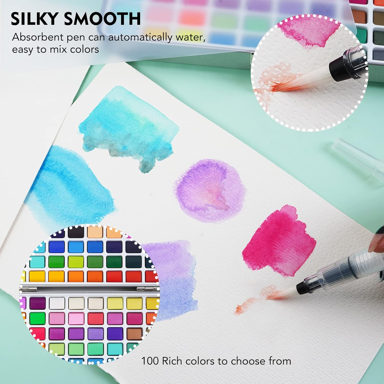 ASOVNXF 100 Colors Watercolor Paint Set with Carrying Case photo 3