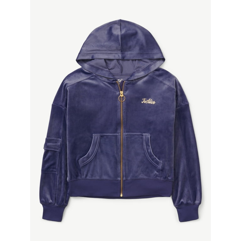 ✨美品　X-girl  CARGO POCKET SWEAT HOODIE Justice Girls Velour Cargo Pocket Full Zip Hoodie, Sizes XS