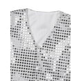 thumbnail image 5 of YONGHS Kids Boys Girls Sequin Vest Top Waistcoat and Hat Set Jazz Hip Hop Dance Performance Costume White 7-8, 5 of 7