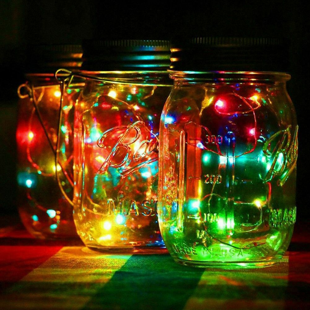Decorman Solar Mason Jar Lights, 12 Pack 30 LED Fairy Star Firefly String  Lids Lights with 12 Hangers for Patio Yard Garden Party Wedding Christmas