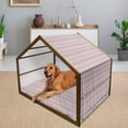 thumbnail image 2 of Tribal Pet House, Stripes with Triangles Arrows Abstract Geometric Composition, Outdoor & Indoor Portable Dog Kennel with Pillow and Cover, 5 Sizes, Dark Coral Pale Blue, by Ambesonne, 2 of 4