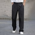 thumbnail image 4 of PNTUTB Men's Casual Solid Color Pleated Drapey Button Fly Zipper Loose Comfortable Straight Leg Trousers with Pockets, 4 of 6