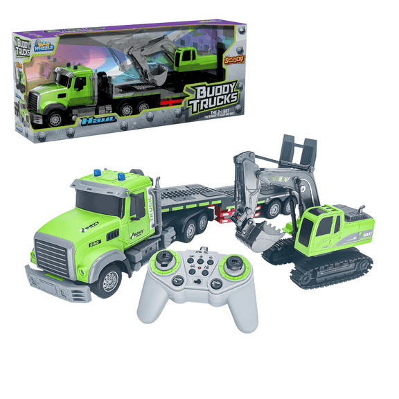Buddy Truck- 2 in 1 Remote Control Construction Toy Set for Kids| Heavy Duty Truck & Digger with Trailer| High Power Precision Steering| Perfect for Kids Age 6 