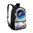thumbnail image 2 of Uourmeti Astronaut Pattern Spacious Roomy Storage Travel Backpack, 17 Inch Large Capacity School Backpack Trendy Student Bookbag for Men, 2 of 6