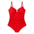 thumbnail image 6 of CHGBMOK Womens One Piece Swimsuit Tummy Control Ruched Bathing Suit V Neck Push Up Spaghetti Straps Swimwear, 6 of 6