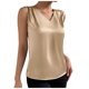 thumbnail image 1 of Top sin mangas de satén con cuello en V para mujer, para el verano, blusa informal transpirable de poliéster de color liso, 1 of 6