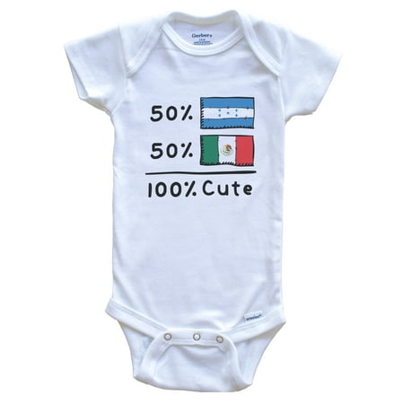 

50% Honduran Plus 50% Mexican Equals 100% Cute Honduras Mexico Flags Baby Bodysuit