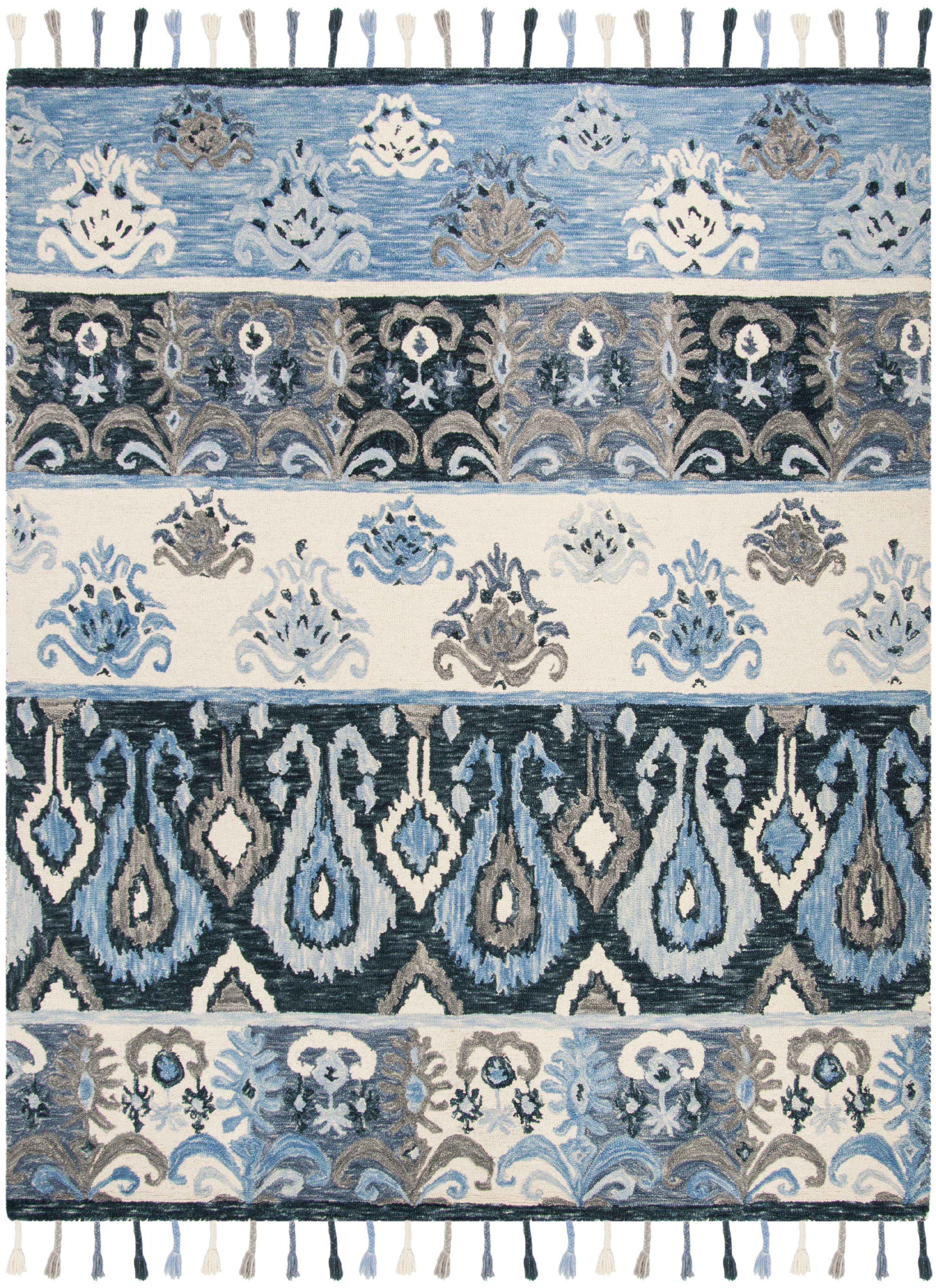 SAFAVIEH Suzani Audra Southwestern Wool Area Rug, Blue/Ivory, 8' x 10'