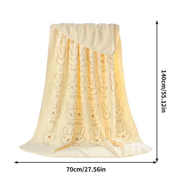 Microfiber Bath Towel Water Absorbent Cartoons Rabbits Head Printed Beach Towel Adult Towel Soft Non-shedding Bath Towel