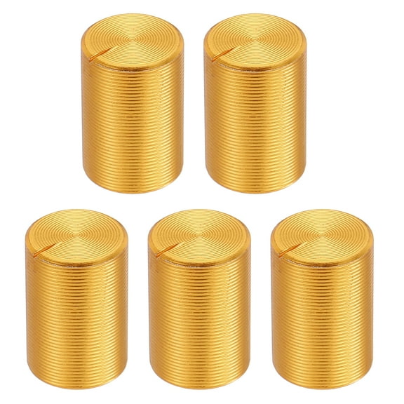 Uxcell 5pcs Potentiometer Knob Knurled Shaft Gold Aluminum 6mm Shaft Dia. Rotary Knob 10mmx15mm Volume Control Knob