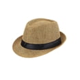 thumbnail image 2 of PULLIMORE Straw Fedora Hat for Men Summer Trilby Cuban Sun Cap Panama Short Brim (Yellow), 2 of 9