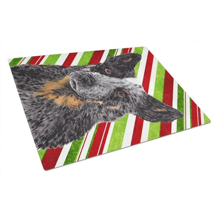 

Caroline s Treasures SC9356LCB Australian Cattle Dog Candy Cane Holiday Christmas Glass Cutting Board Large 12H x 16W