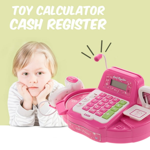 Toy Calculator Cash Register with Scanner Money Sounds Light Cash Slot